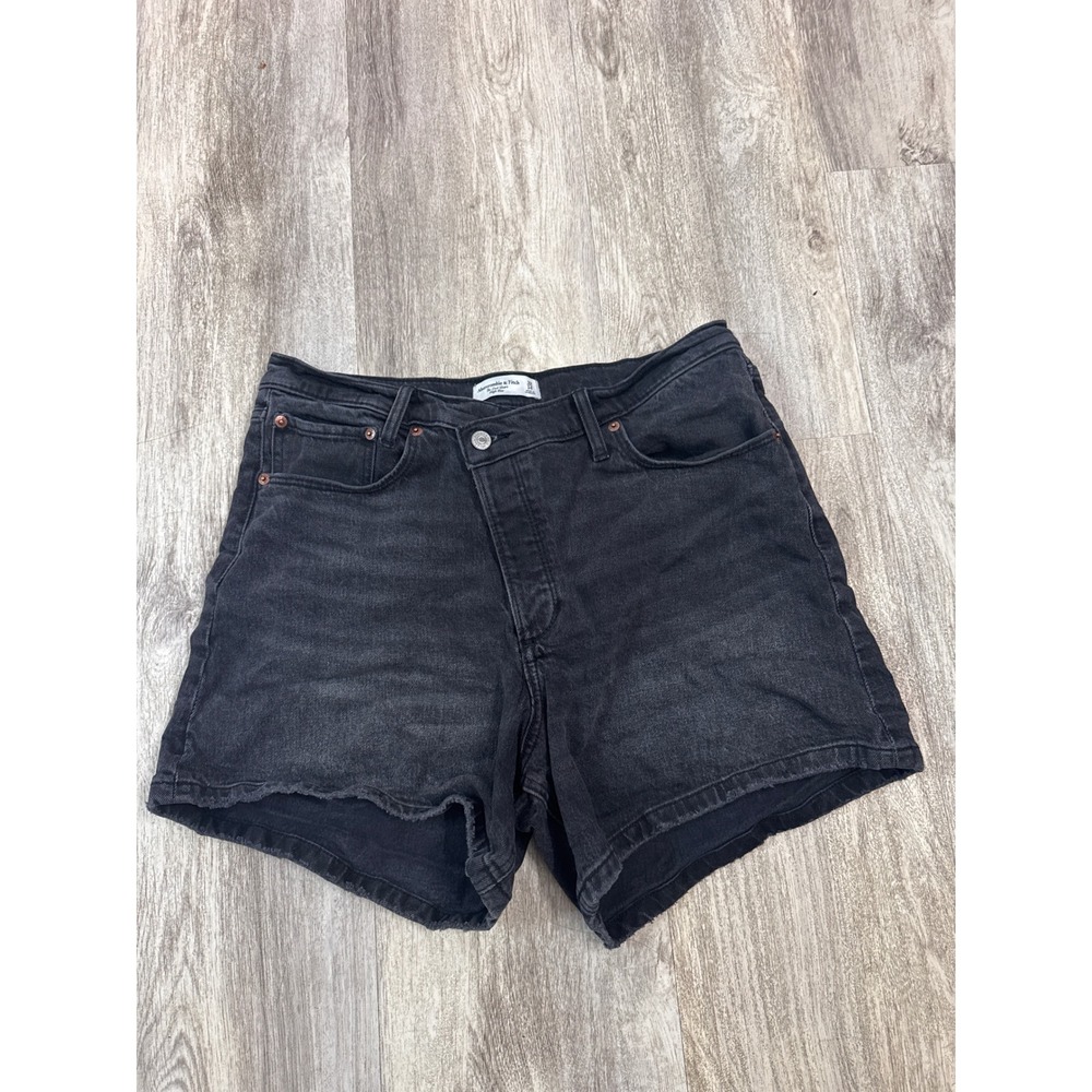Abercrombie & Fitch The Dad Short High Rise Crossover Black Denim Shorts 32 14